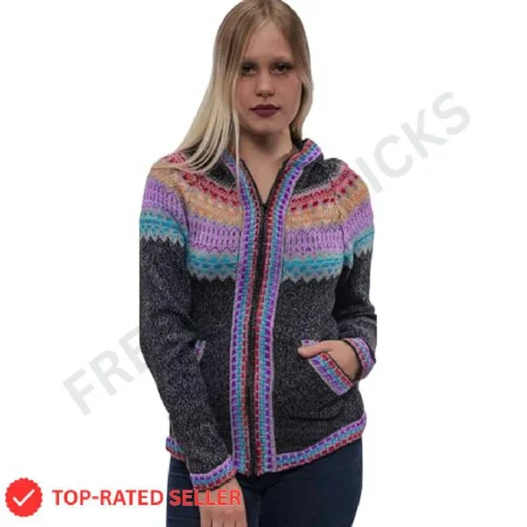Genuine Alpaca Cardigan Sweater Lightweight Elegant Classic Winter Wear